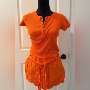 Ralph Lauren Orange Button-Up Romper